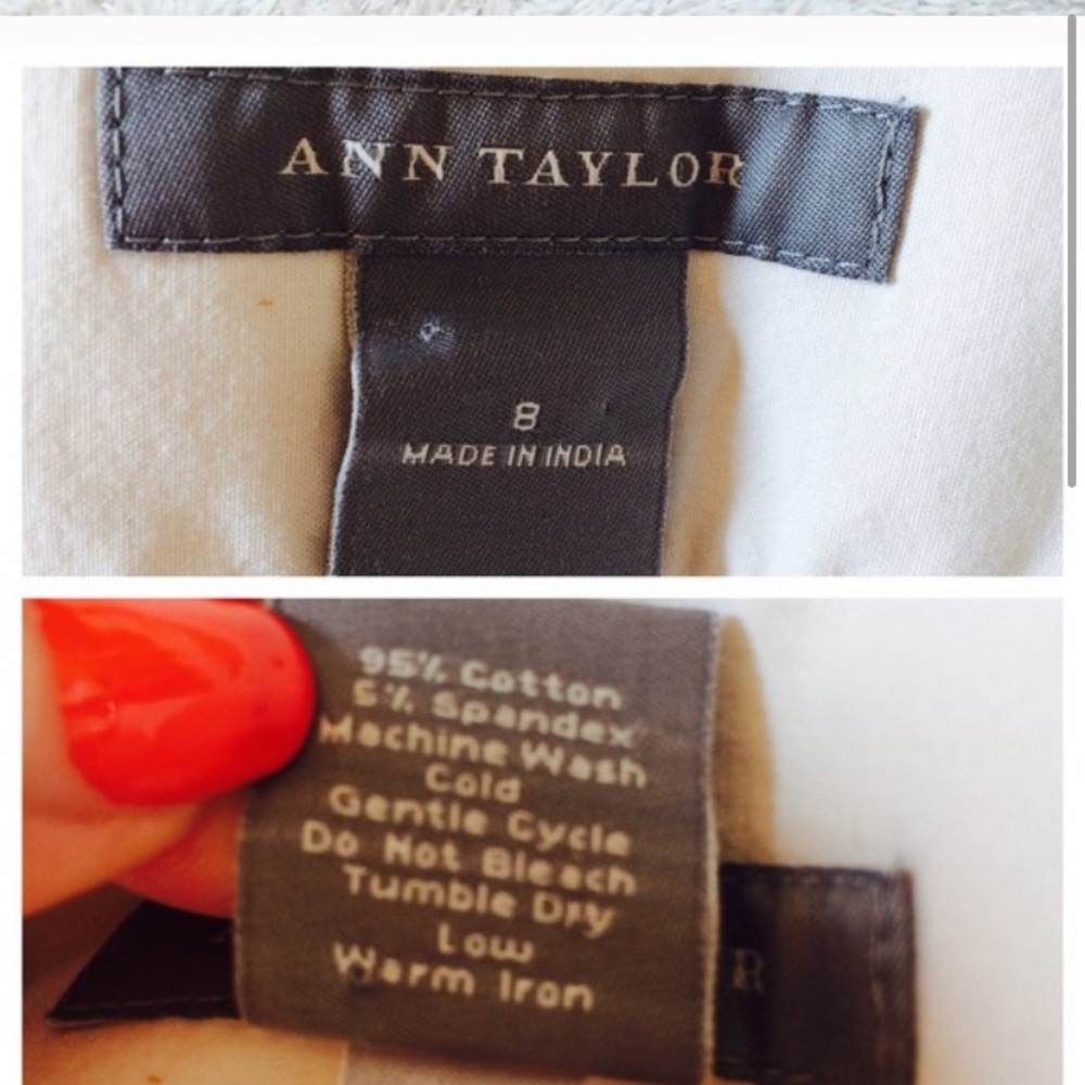 Ann Taylor | Khaki Skirt w/ Button Waist Detail - Picture 3 of 6